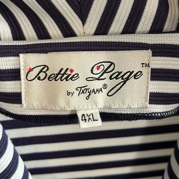 Bettie Page Blue and white Striped dress 4XL - Picture 3 of 9